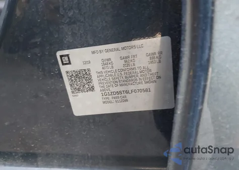 2020 Chevrolet Malibu Fwd Lt z USA, uszkodzony, nr VIN 1G1ZD5ST6LF070581